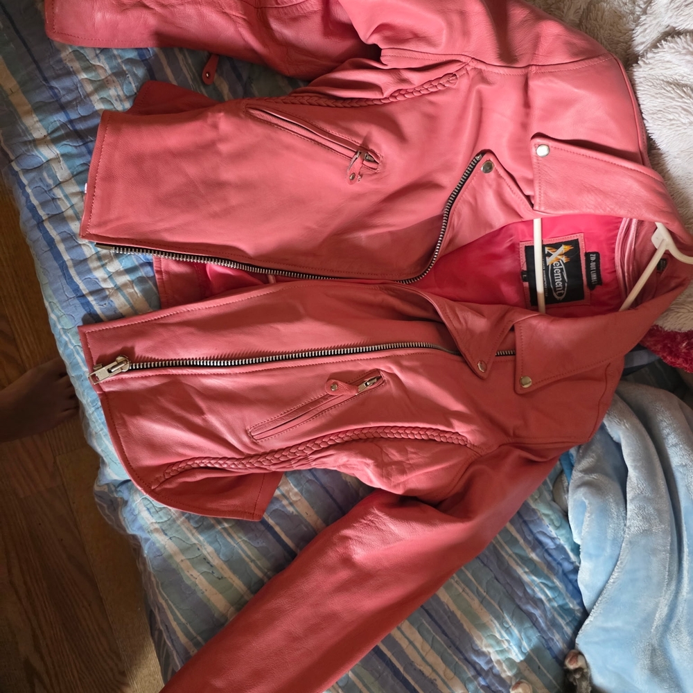 Coral Leather Jacket for Women